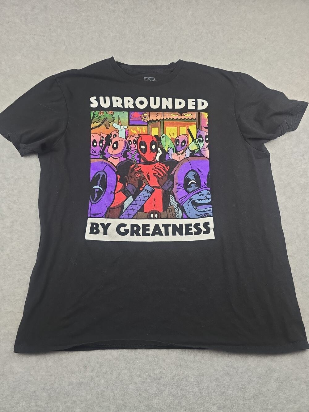 Marvel Deadpool Graphic T Shirt Mens Large Black Surrounded By Greatness